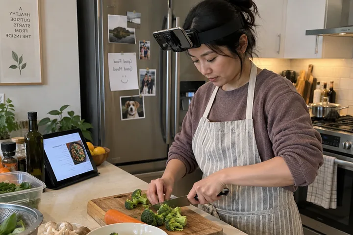 Household task being recorded with a head-mounted camera