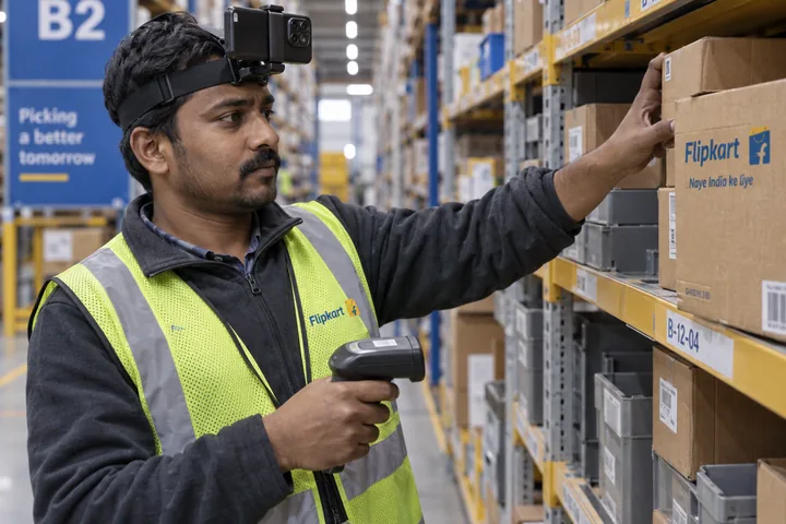 Warehouses task being recorded with a head-mounted camera